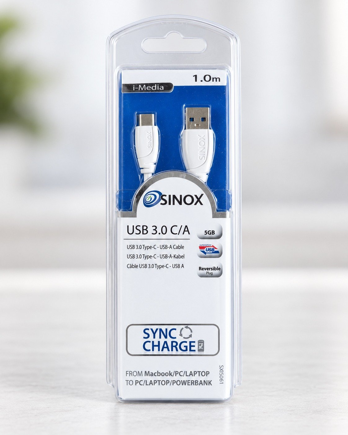 Cabo Sinox USB 3.0 C/A — 1 m